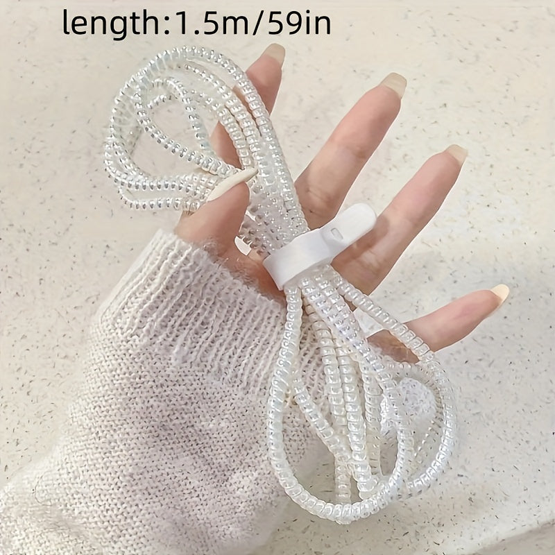 1pc Durable TPU Spiral Cord Protector, Anti-Breakage Cable Organizer for iPhone 14 Pro Max, 13, 12, 11 - Flexible and Stretchable Charging Cord Cover Without Battery